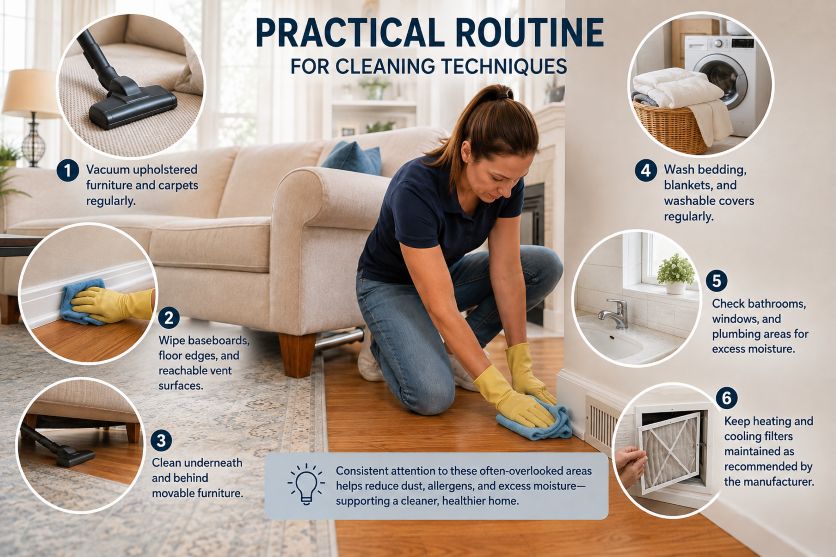 practical routine for cleaning techniques